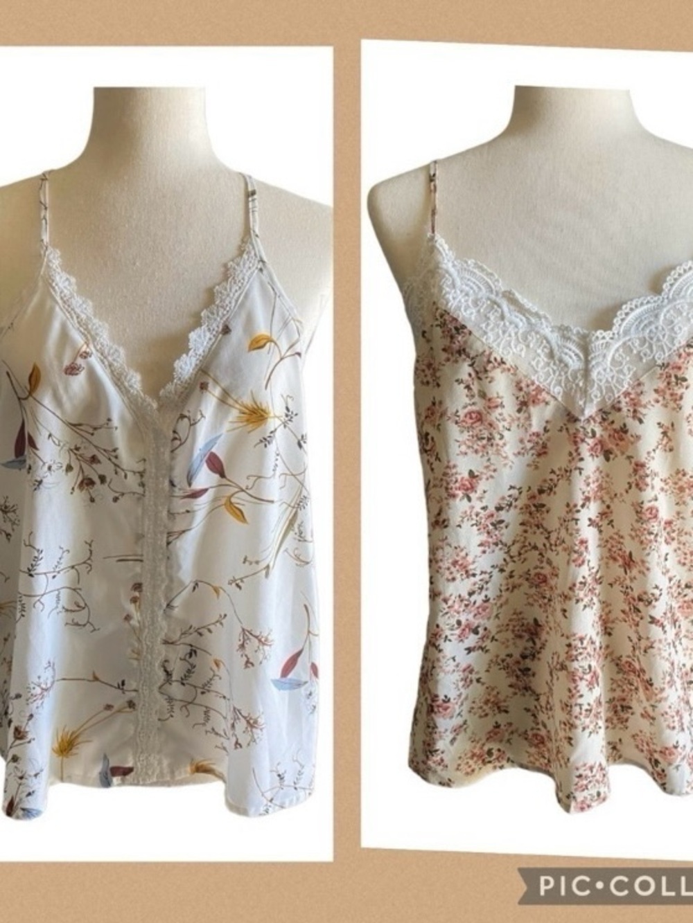NWOT-SHEIN-TWO LACE TRIM CAMISOLE TOPS-SIZE MEDIUM